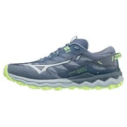 Trailrunning-Schuhe Mizuno Wave Daichi 7 Wmn Vintage Indigo Subdued Blue Neo Lime