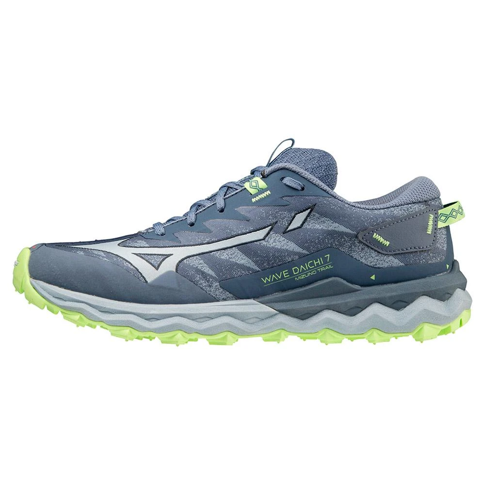 Trailrunning-Schuhe Mizuno Wave Daichi 7 Wmn Vintage Indigo Subdued Blue Neo Lime 3 Trailrunning-Schuhe Mizuno Wave Daichi 7 Wmn Vintage Indigo Subdued Blue Neo Lime